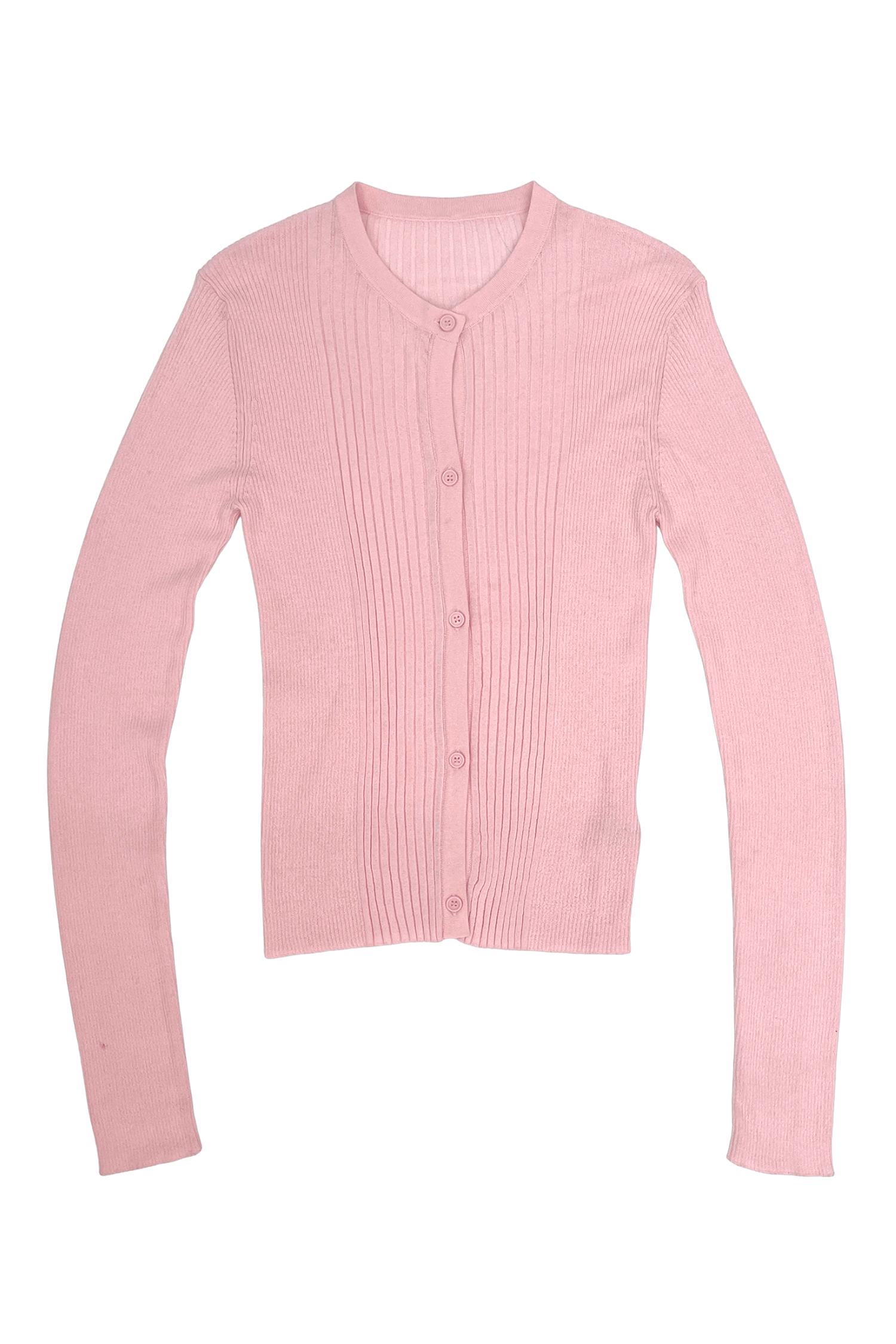 RIBBED KNIT CARDIGAN IN POWDER PINK